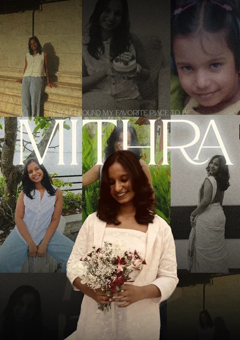 Alternate bouquet portrait collage with MITHRA lettering.